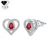 Brincos de Prata de Lei S925 Banhados a Ouro Real com Zircônia em Formato de Coração para Mulheres, Brincos da Moda Leve Luxo Cravejados com Zircônia Que Não Desbotam