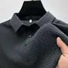 E-commerce transfronteiriço de fornecimento direto camiseta masculina de manga curta de seda gelada de verão gola lapela casual de alta qualidade gola respirável toque gelado