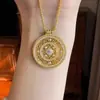 Bússola de Nuvem Auspiciosa Estilo Antigo 2025 Nova Gargantilha com Pingente de Ouro de Alto Padrão, Novo Estilo Chinês de Luxo Leve Nicho