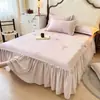 Modelo nuevo 2026 faldón de cama individual de algodón cepillado, juego de una pieza de tres piezas, juego de funda de edredón de cuatro piezas