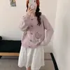 Cárdigan de punto bordado con lazo floral, estilo fresco y delicado, para mujer, versión coreana, nuevo suéter versátil de otoño adelgazante para mujer