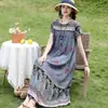 Elegante y moderno vestido de noche de algodón y seda de verano nuevo para madres de mediana edad y mayores, elegante vestido casual holgado para el hogar para mujer