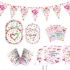 Tuya Festa de Dia dos Namorados Louça Descartável Pratos de Papel para Dia dos Namorados Copos de Papel Guardanapos Decoração de Festa de Casamento