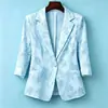 Elegante blazer casual de verano para mujer petite, corte ajustado, manga tres cuartos, protección solar, nuevo cárdigan de verano