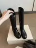 Mismo Estilo que la Mamá Uva, Aumento de Altura de 3 cm~ Nuevo Estilo Coreano 2026 Punta Redonda Versátiles Adelgazantes Botas de Monta de Piel de Vaca de Media Caña para Mujer