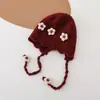 Bonitos y adorables gorros de otoño e invierno para niños, con diseño de poner, material de punto y una serie de dibujos animados, que brindan abrigo y protección para los oídos para bebés y niños pequeños.