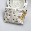 Bolsa Cosmética Linda Azul Caricatura Mini Billetera Algodón Puro Bolsa Pequeña de Tela Auriculares Lápiz Labial Bolsa de Almacenamiento Portátil