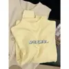 Tricô Multicolor com Gola Alta Pequena para Mulheres, Peça Única Aconchegante com Forro de Lã, Tricô de Manga Longa para Base Outono e Inverno