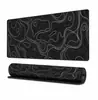 Alfombrilla de ratón abstracta de moda, alfombrilla de escritorio extragrande para juegos, líneas de contorno en blanco y negro, alfombrilla para teclado de computadora, personalizada con borde antideslizante