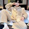 Fábrica de Origem Pijama Masculino de Flanela Outono e Inverno Juventude Veludo Engrossado Desenho Animado Casual Conjunto de Roupa para Casa