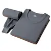 Novo conjunto de roupa íntima térmica masculina 100% algodão, roupas e calças de outono para homens de meia-idade e idosos, 100% algodão, fino, sem felpa, gola redonda média