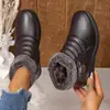 Zapatos de Algodón para Mujeres de Mediana Edad y Mayores Invierno 2026 Suela Plana Antideslizante Calentitos Engrosados Botines Cortos para Mayores Suela Suave Zapatos de Piel con Felpa