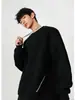 Moletom Gola Redonda do Tio Bar Masculino Outono e Inverno Casual Americano Básico Cor Lisa Marca Tendência Solto Simples Par Top Básico