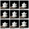 Porcelana Blanca Alta Sancai Gaiwan Porcelana de Jade Grasa de Cordero Blanca Pura Tazas de Té Grandes y Pequeñas Actividades de la Empresa Apertura de Tienda LOGOTIPO Regalos