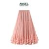 Falda de Malla de Moda con Encaje de Hongo Dulce Diseño Extra Grande Falda Tutú de Dobladillo Amplio Línea A 8023
