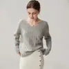 Suéter de cachemira con cuello en V para mujer, nuevo estilo otoño/invierno, con detalles de punto trenzado en toda la prenda, color liso y diseño simple y minimalista, perfecto como capa base o jersey