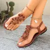 Sandalias Romanas Planas de Verano para Mujer Transfronterizas Europeas y Americanas de Comercio Exterior Talla Grande Nuevas Venta al por Mayor Modernas Nueva Suela Suave Venta al por Mayor Talla Grande