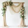 Tela de Fondo para Arco de Boda Tul de Belleza Cortina de Gasa Plisada Decoración de Boda en el Césped Fiesta al Aire Libre