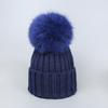 Chapéu de malha cachecol masculino e feminino outono e inverno quente transfronteiriço comércio exterior bola de pelo de raposa bola de cabelo chapéu infantil adulto