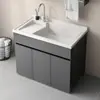 Gabinete de Lavandería de Aluminio Espacial, Tina de Lavandería, Mesa de Lavandería Doméstica para Balcón con Tabla de Lavar, Lavabo, Canaleta de Lavandería Integrada, Producto Nuevo