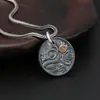 Joyería de Plata de Ley 925 Plata Tailandesa Distintiva Accesorios de Pulsera de Cristal DIY Teñido Negro Retro 2017 Danza del León Redondo Marca Colgante Pequeño