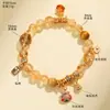 Pulsera para Mejor Amiga con Cuentas de Ágata Roja Citrina Nuevo Estilo Chino Perla de Agua Dulce Mariposa Bolsa de la Suerte Pulsera de Cristal Amarillo