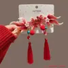 Accesorios para el Cabello de Año Nuevo, Pinzas Rojas para el Cabello con un Toque de Lujo, Exquisitos Pasadores Laterales para Fleco con Lazos, Pinzas de Borde de Terciopelo para Niñas