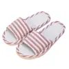 Pantuflas gruesas a rayas, de suela suave para interior, ligeras y transpirables, adecuadas para todas las estaciones, de lino, para parejas, hombres y mujeres, para viajes, uso en casa y para recibir invitados.
