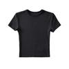 Kardashian Mismo Estilo Estilo Europeo y Americano Camiseta Corta para Mujer Ajustada Corta Ombligo Descubierto Manga Corta Elástica Pequeña Top Básico Nair