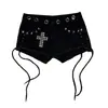 25 Novos Shorts Jeans Pretos de Verão Estilo Americano Retrô Hot Girl Resistentes com Tachas Cruzadas Ajustados ao Corpo Feminino