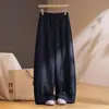 Calça cropped de pérolas com cordão sob medida para mulheres, nova moda outono 2026, comprimento nove pontos, cintura elástica, modelagem que afina e com caimento fluido