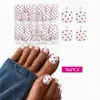 Uñas de los pies postizas estilo retro de lunares francés, 96 piezas, estilo corto, populares en Europa y América, uñas de los pies postizas desmontables