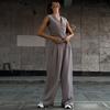 Roupas Femininas Europeias e Americanas Transfronteiriças Primavera 2024 Novo Colete Sem Mangas com Decote em V Calça de Perna Larga com Caimento Conjunto Casual