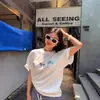 Camiseta de Manga Corta de Algodón Puro para Mujer, Nuevo Estilo Verano 2026, Diseño Americano, Manga Media de Nicho, Corte Holgado, Top Adelgazante