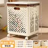 Cesto de Roupas Sujas Dobrável Grande Capacidade Artefato de Armazenamento Doméstico com Rodinhas Ventilação Oca Armazenamento de Roupas para Banheiro Varanda Disponível