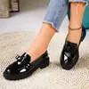 Mocasines de mujer de talla grande transfronterizos europeos y americanos, nuevos zapatos Mary Jane con lazo de charol otoño 2026, zapatos casuales al por mayor