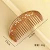 Peine de Sándalo Negro Dorado Pintado de Alta Calidad, Peine con Cabeza tallada Antiestático, Cabello Suave, Sin Nudos, Dientes Redondeados, Peine para el Cabello de Mujer, Peine de Madera