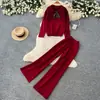 Conjunto de duas peças para mulheres: cardigã de malha com manga longa e laço estilo casual e calça pantalona, outono, emagrecedor e elegante, roupa para o trabalho
