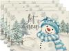 Novo Jogo Americano de Linho de Natal 2024 Lavável Anti-incrustante Isolante Térmico Jogo de Mesa Venda Quente Transfronteiriça Floco de Neve Papai Noel