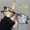 Lentes Llanos con Montura Negra para Mujer, Anti Luz Azul, Anti Radiación, Miopía, Graduación Opcional, Armazón para Hombre Joven, Montura Redonda Retro