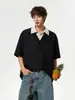 Camisa de manga larga de contraste a rayas azules y blancas estilo japonés de la NASA para hombre, chaqueta camisa casual holgada de algodón puro para primavera, otoño y verano