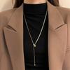Otoño e Invierno Largo Ajustable con Jale Bolas de Perla Collar de Suéter para Mujer Elegante Celebridad de Internet Explosivo Exquisito Cadena Hueso de Serpiente