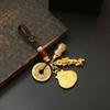 Chaveiro de carteira de peixe duplo dourado do zodíaco de latão pingente de caixa de chave de carro masculino e feminino Cinco Imperadores