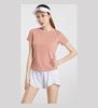 Lulu Tight Yoga Top Feminino Verão Sala de Fitness Esportes Manga Curta Top Feminino Running Bottoming Shirt Esportes Manga Curta