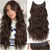 Peluca Kony Estilo Europeo y Americano Peluca para Mujer Postizo Natural Pieza Única Cabello Largo Rizado Fibra de Alta Temperatura Extensiones de Cabello con Hilo de Pescar