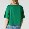 Camiseta de Manga Curta com Nova Estampa de Letras Estilo Europeu e Americano Design em Malha para Mulheres, Nova Camiseta de Manga Curta Y2K Feminina 2026