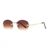 Nuevas Gafas de Sol Personalizadas Pequeñas con Montura de Rombo Borde Cortado Sin Montura de Alta Gama para Transmisión en Vivo de Douyin Gafas de Sol Protectoras Solares Transfronterizas