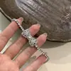 Galaxia de Encaje~Pulsera Tejida Vintage de Cristal Dorado Café Hueco para Mujer, Brazalete y Anillo Exquisitos de Alta Gama con Sentido del Estilo