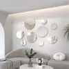 Pegatinas de espejo redondas de 9 piezas transfronterizas para pared, espejos blandos autoadhesivos, pegatinas de espejo decorativas acrílicas para sala de estar y dormitorio