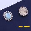 Material de liga disco diamante fivela artesanal DIY imitação pérola oval artesanal nupcial cocar fã acessórios material